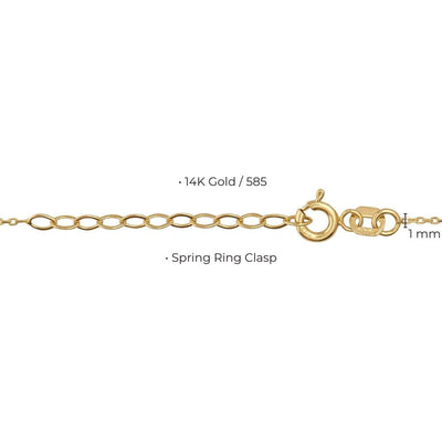 14K Solid Gold Sun and Moon Pendant Necklace with CZ Stones Minimal Charm