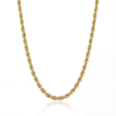 14K Solid Gold Rope Chain Necklace  Fine Jewelry, 2mm to 5mm - Gift for Her