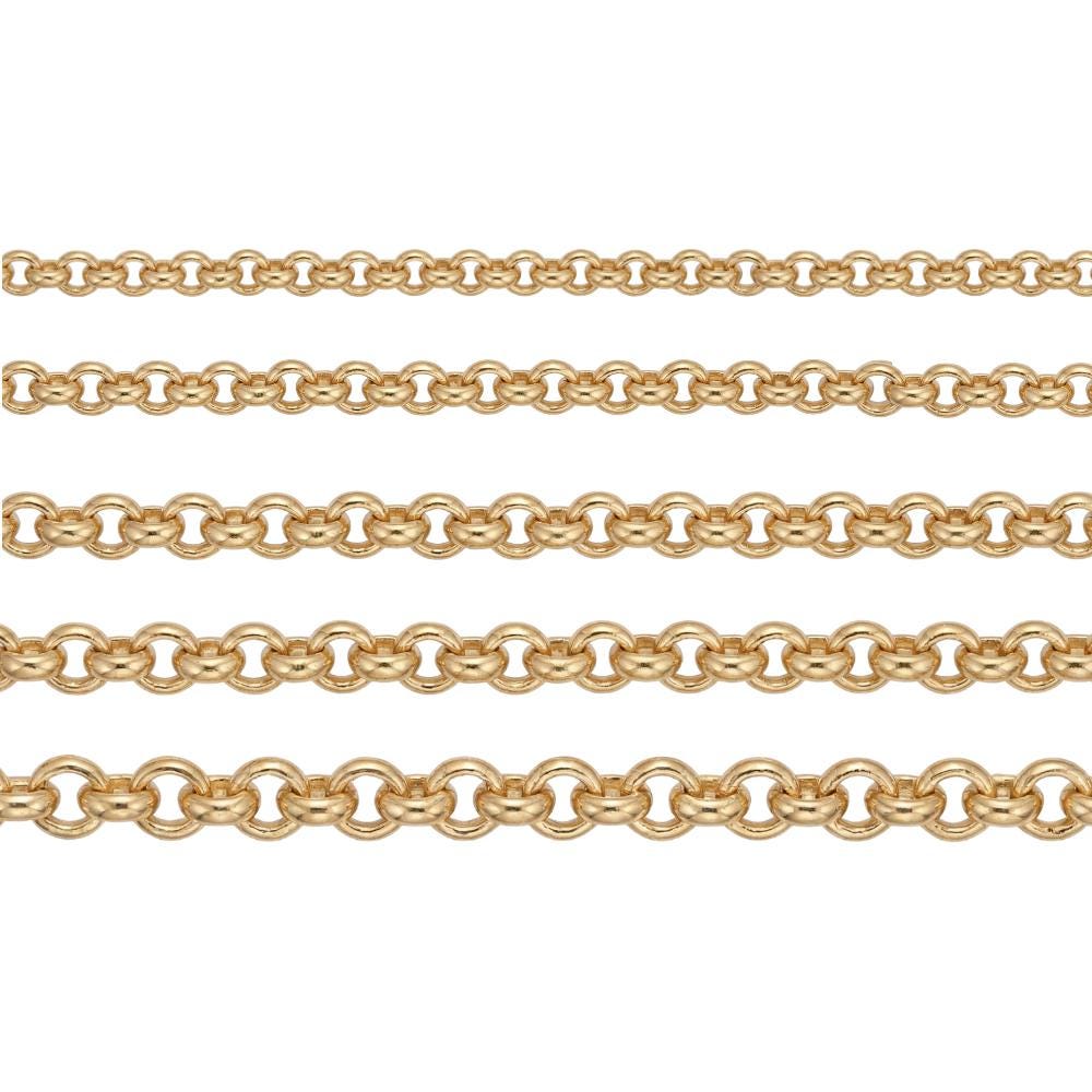 14K Solid Gold Rolo Chain Bracelet - Real Gold, Men & Women, Unisex - Handmade Fine Jewelry