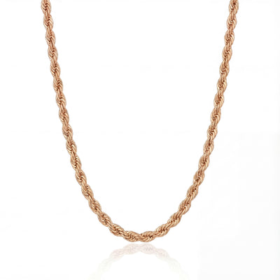 14K Solid Gold Rope Chain Necklace  Fine Jewelry, 2mm to 5mm - Gift for Her