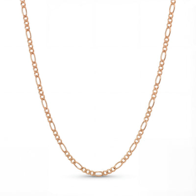 Figaro Chain Necklace 14K Solid Gold Handmade Fine Jewelry -  2.20 mm or 2.95 mm