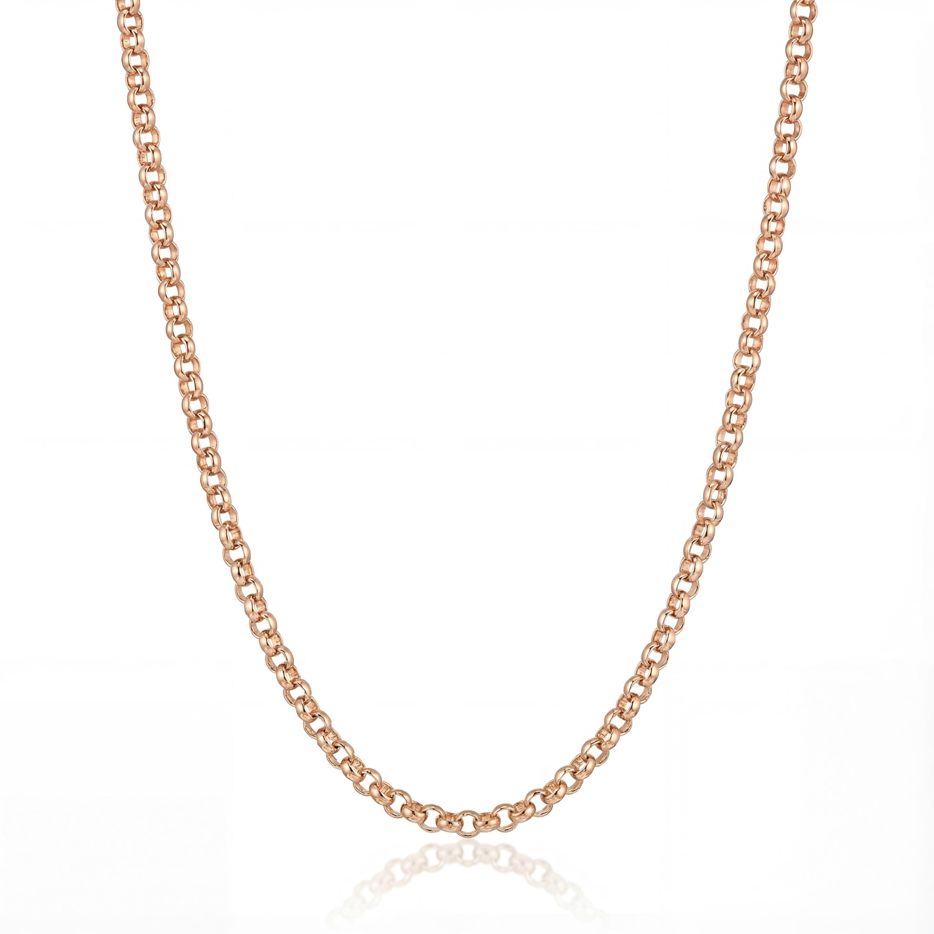 14K solid gold rolo chain necklace, close-up detail