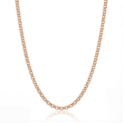 14K solid gold rolo chain necklace, close-up detail