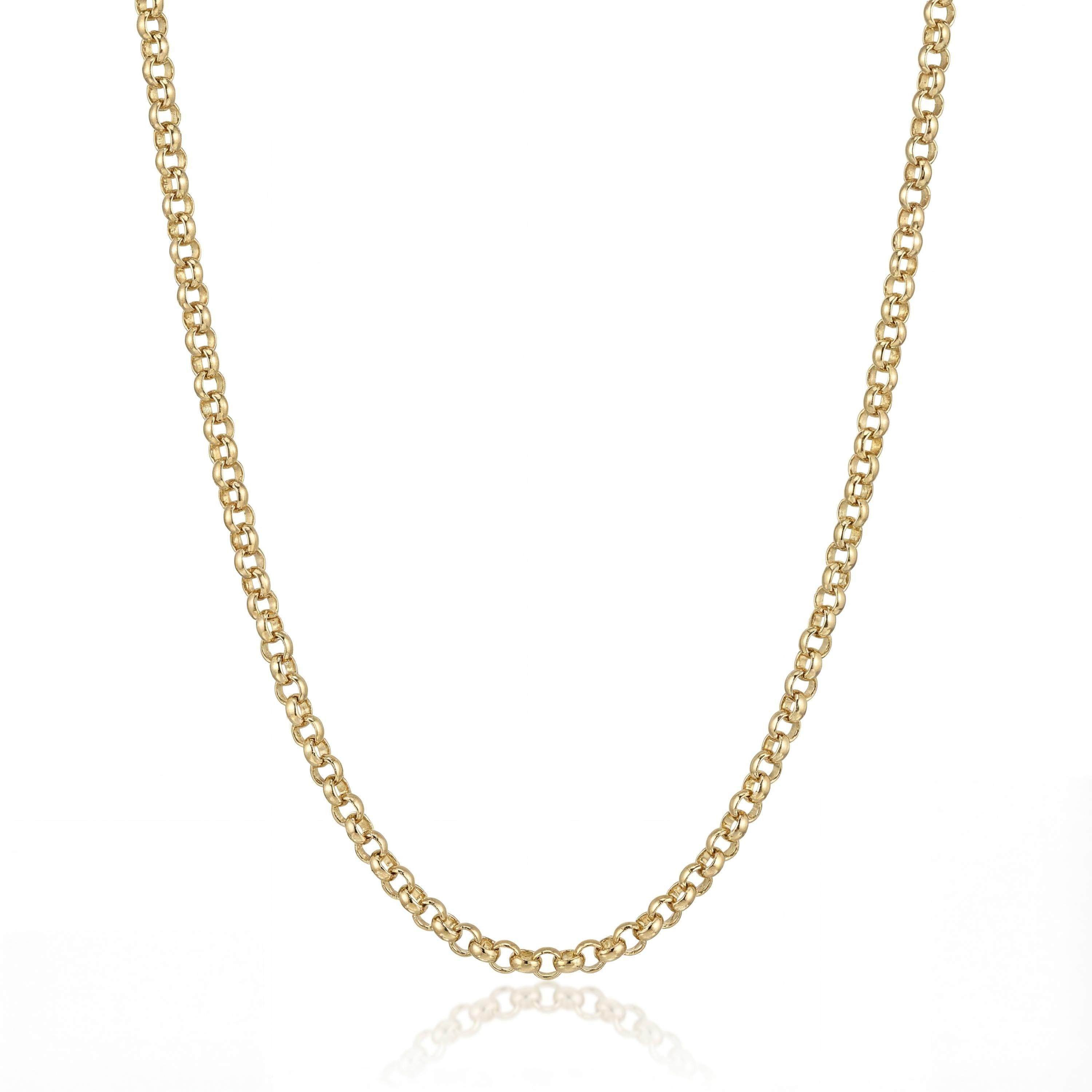 14K solid gold rolo chain necklace, product photo