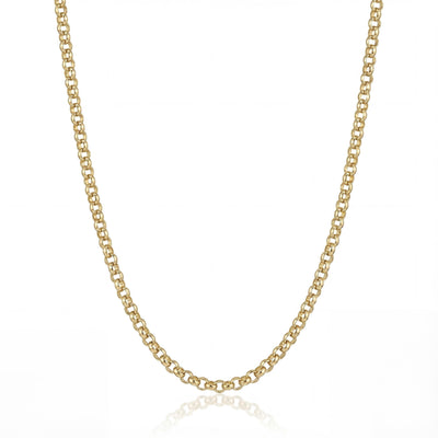 14K solid gold rolo chain necklace, product photo
