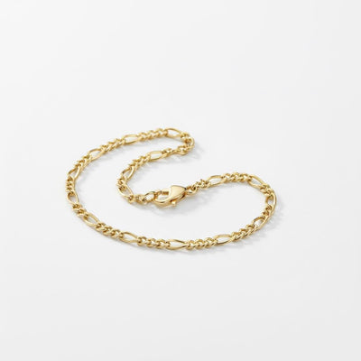 14K Solid Gold Figaro Chain Bracelet Handmade Minimal Unisex Jewelry
