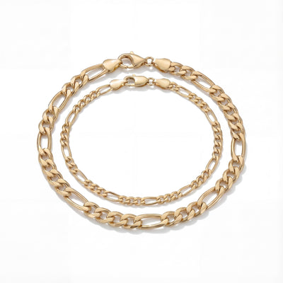 14K Solid Gold Figaro Chain Bracelet Handmade Minimal Unisex Jewelry