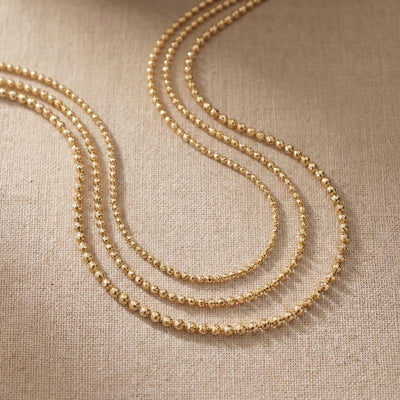 14K Solid Gold Ball Chain Necklace  Minimal Beaded 1mm 1.2mm 1.5mm  Everyday Fine Jewelry