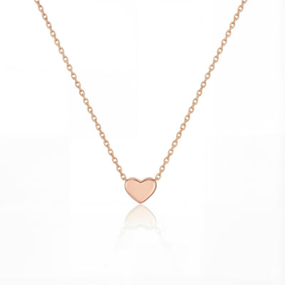 14K Solid Gold Heart Necklace Handmade Minimal Dainty Unisex Jewelry