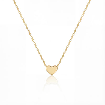 14K Solid Gold Heart Necklace Handmade Minimal Dainty Unisex Jewelry