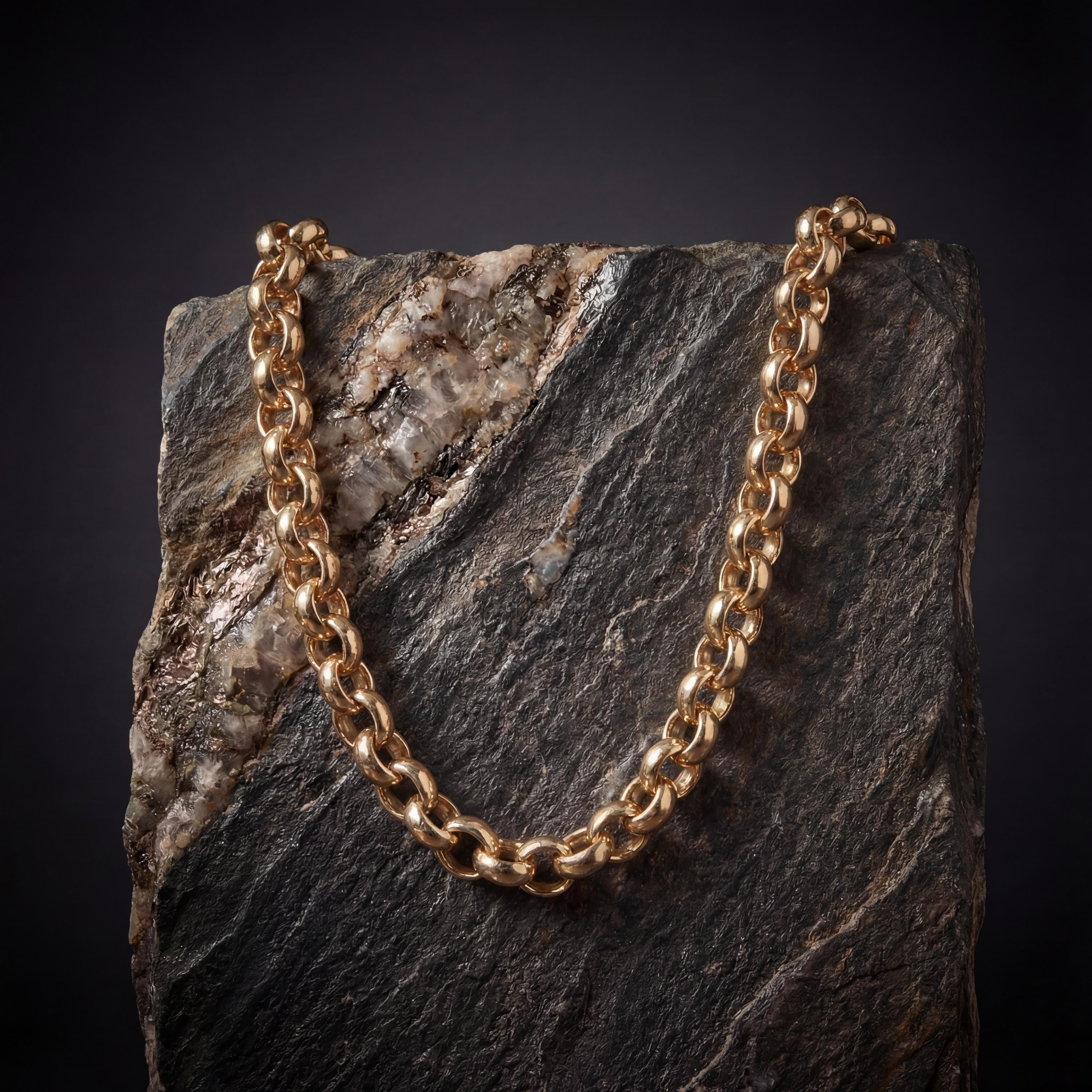 14K Solid Gold Rolo Chain Bracelet - Real Gold, Men & Women, Unisex - Handmade Fine Jewelry