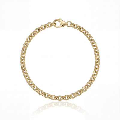 14K Solid Gold Rolo Chain Bracelet - Real Gold, Men & Women, Unisex - Handmade Fine Jewelry