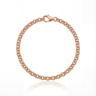 14K Solid Gold Rolo Chain Bracelet - Real Gold, Men & Women, Unisex - Handmade Fine Jewelry