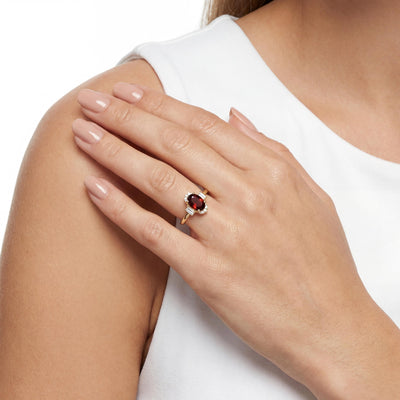 14K Solid Gold Ruby Oval Vintage Ring - Baguette Shape Stone - Handmade Fine Jewelry