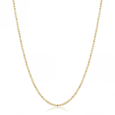 14K Solid Gold Ball Chain Necklace  Minimal Beaded 1mm 1.2mm 1.5mm  Everyday Fine Jewelry