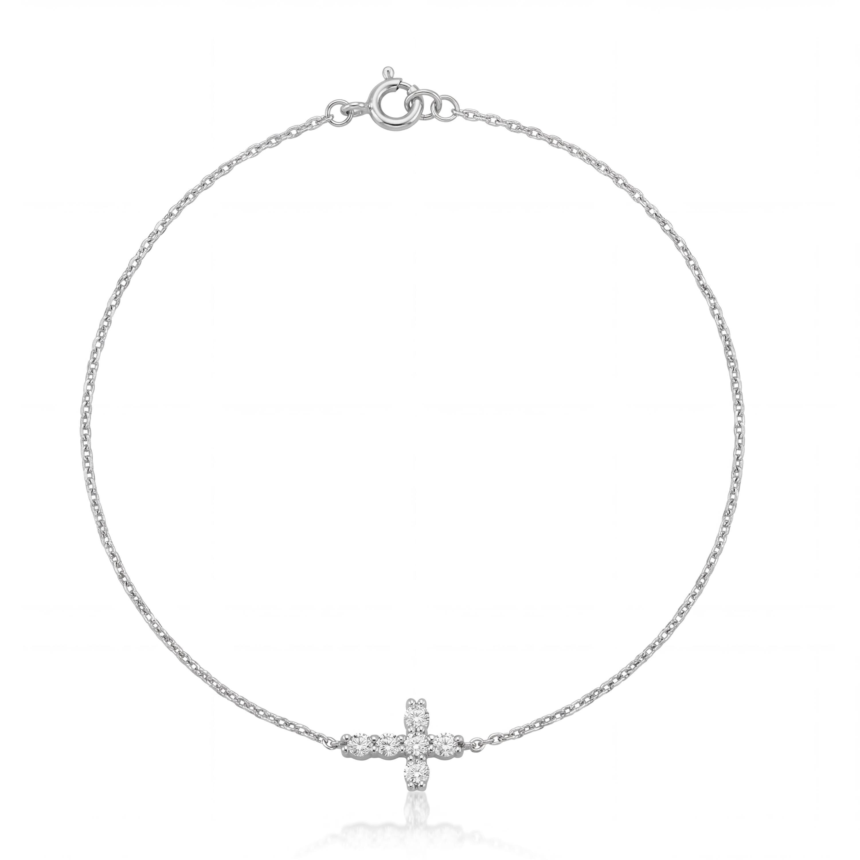 14K Solid Gold Cross Bracelet, Minimal Christian, Luxury Faith Bracelet, Dainty Religious Jewelry