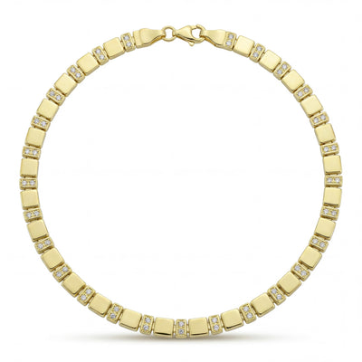 14K Gold Tennis Bracelet, CZ Stone Accent, Luxury Bracelet for Women, Elegant Jewelry Gift
