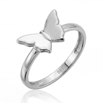 14K Solid Gold Butterfly Ring, Handmade Minimal Nature Inspired Fine Jewelry, Gift For Her