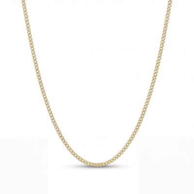 14K Solid Gold Curb Chain Necklace, Gourmet Link Chain - Minimal Dainty Fine Jewelry Layering