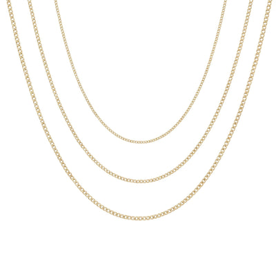 14K Solid Gold Curb Chain Necklace, Gourmet Link Chain - Minimal Dainty Fine Jewelry Layering