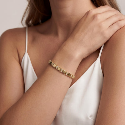14K Gold Tennis Bracelet, CZ Stone Accent, Luxury Bracelet for Women, Elegant Jewelry Gift