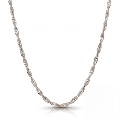 14K Solid Gold Singapore Chain Necklace, Twisted Rope, Minimal Elegant Layering Jewelry