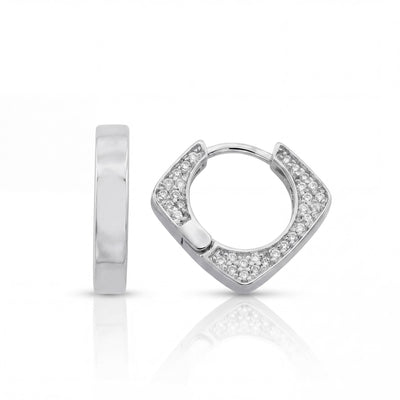 14K Solid Gold Geometric Huggie Earrings  Square Hoop, Minimal Angular Modern Hinged Clasp