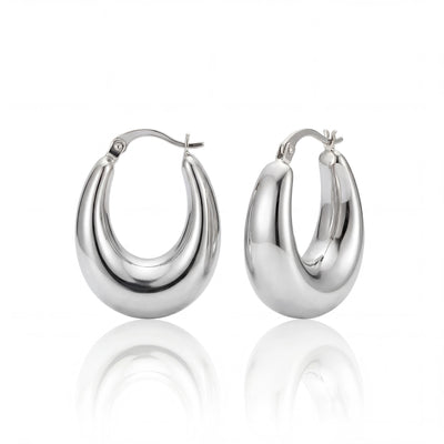14K Solid Gold Chunky Hoop Earrings, Bold Dome Hoops - Thick Minimal Statement Fine Jewelry
