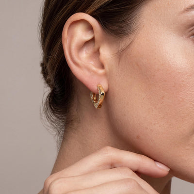 14K Solid Gold Geometric Huggie Earrings  Square Hoop, Minimal Angular Modern Hinged Clasp
