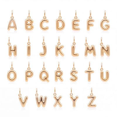 14K gold letter necklace, A to Z letter chart