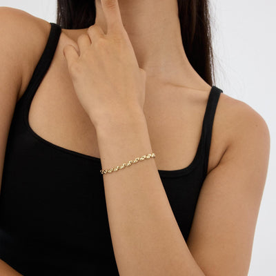 14K gold link bracelet, styled view