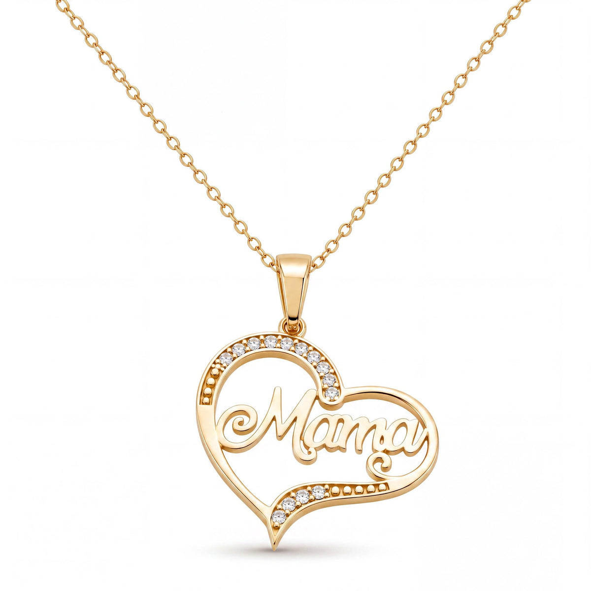 14K gold mama necklace, product photo