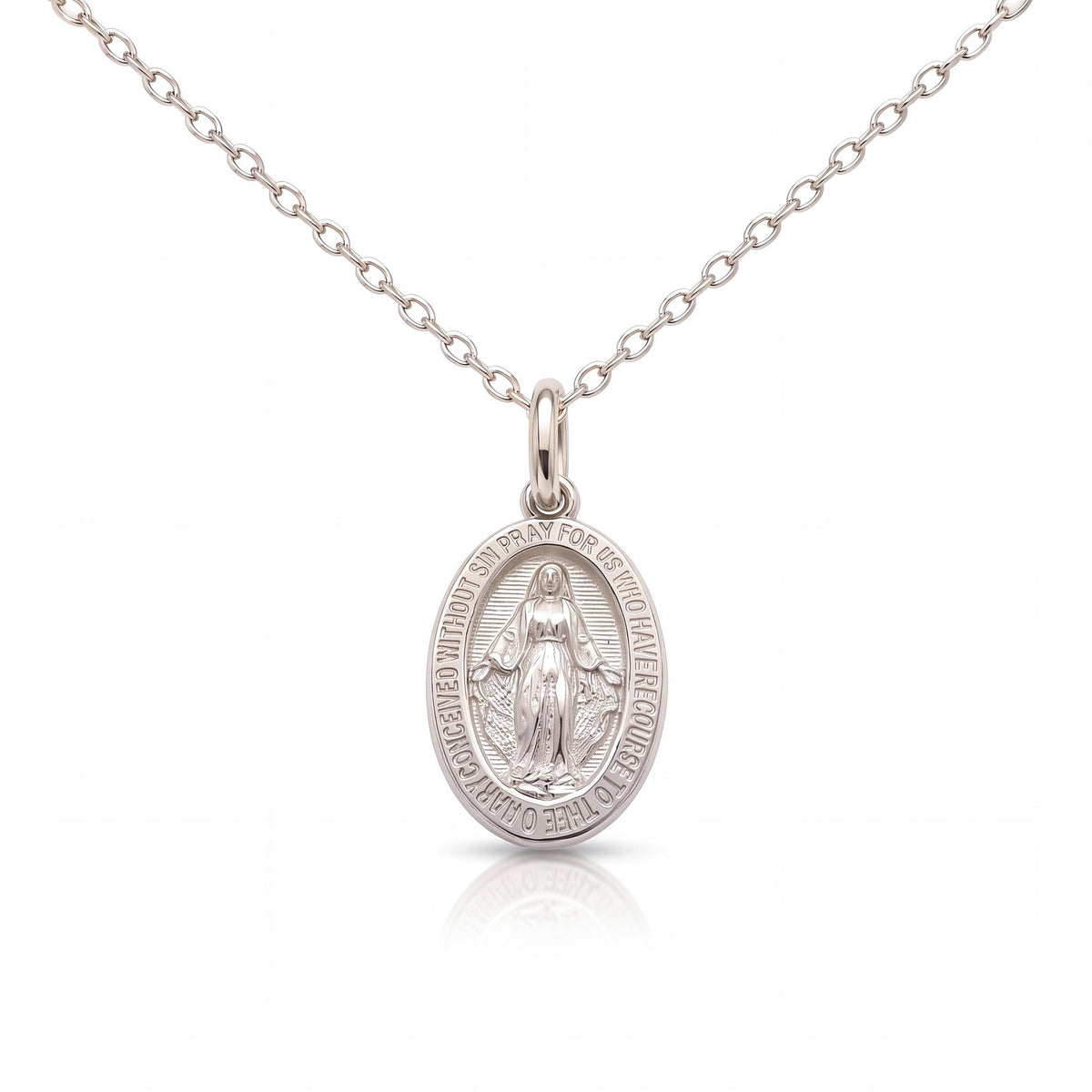14K gold miraculous medal necklace, product photo