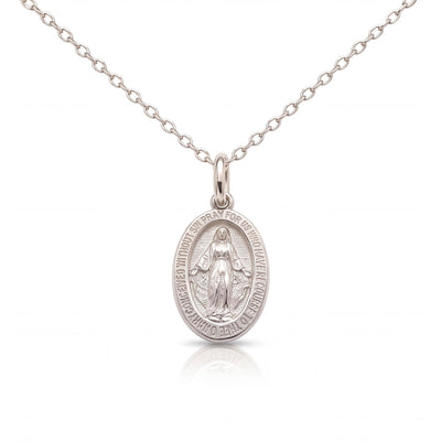 14K gold miraculous medal necklace, product photo