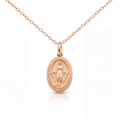 14K gold miraculous medal necklace, product photo
