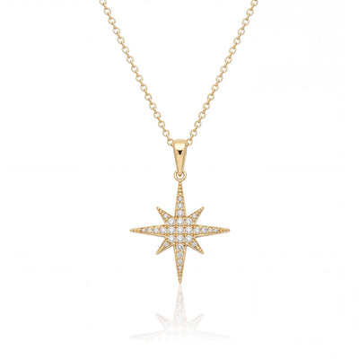 14K gold north star necklace, product photo