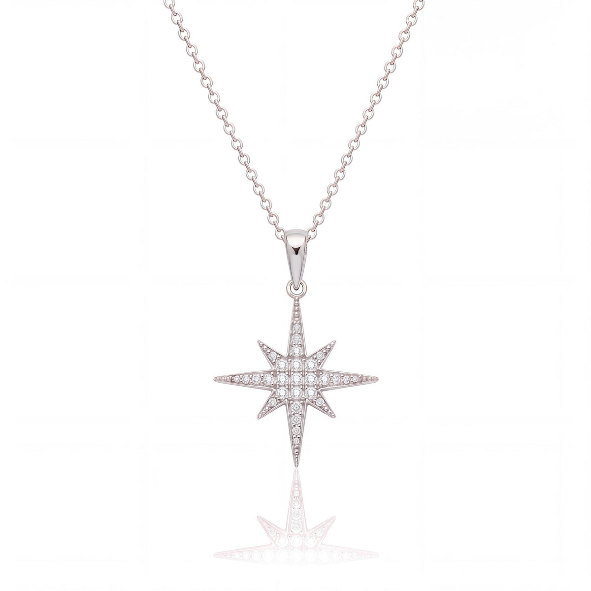14K gold north star necklace, product photo