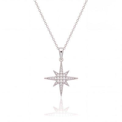 14K gold north star necklace, product photo