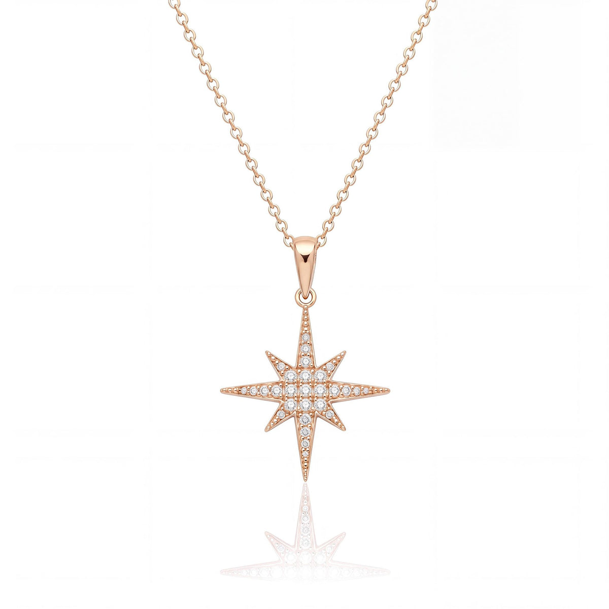 14K gold north star necklace, product photo