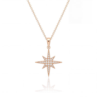 14K gold north star necklace, product photo