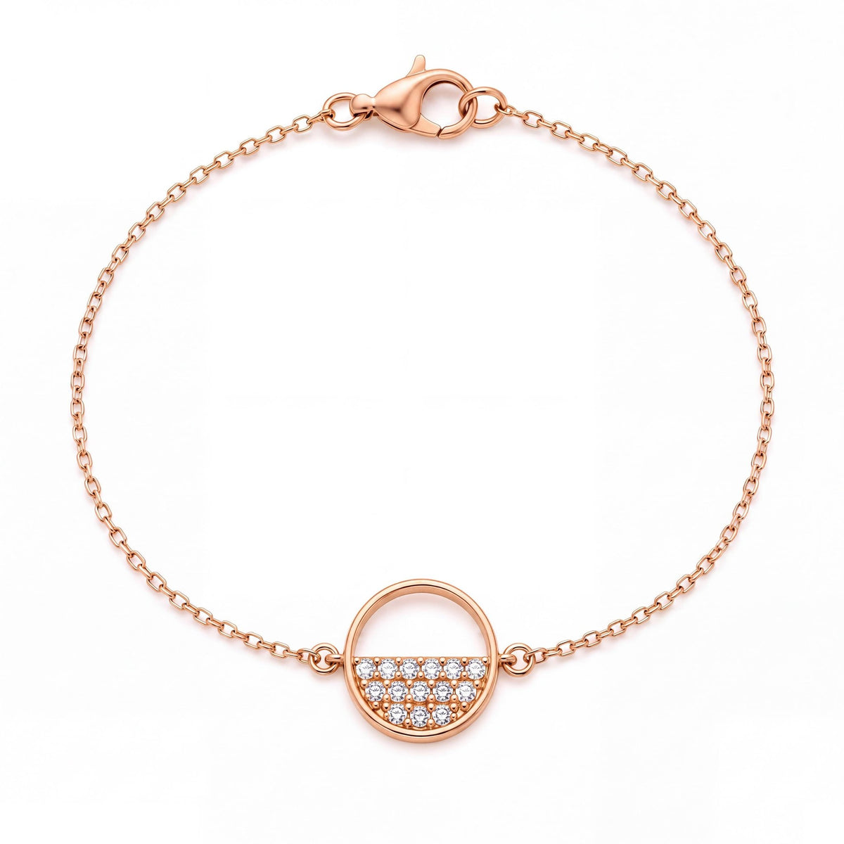 14K gold open circle bracelet, product photo