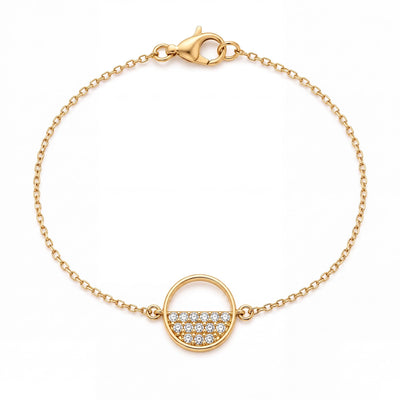 14K gold open circle bracelet, product photo