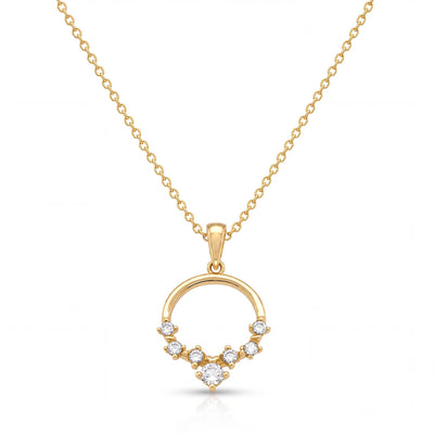 14K gold open circle necklace, product photo