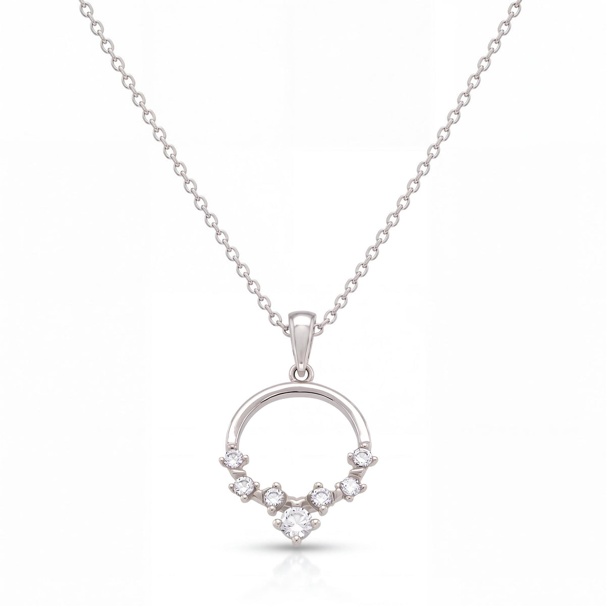 14K gold open circle necklace, product photo