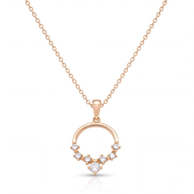 14K gold open circle necklace, product photo