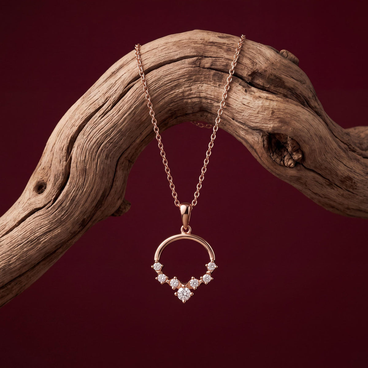 14K gold open circle necklace, styled view