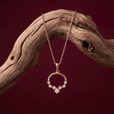 14K gold open circle necklace, styled view