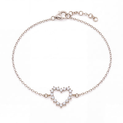 14K gold open heart bracelet, product photo
