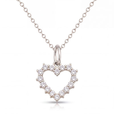 14K gold open heart pendant necklace, product photo