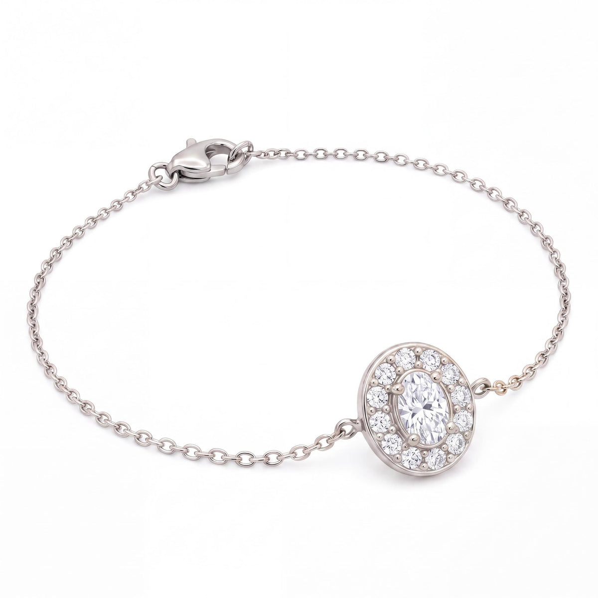 14K gold oval birthstone bracelet, product photo